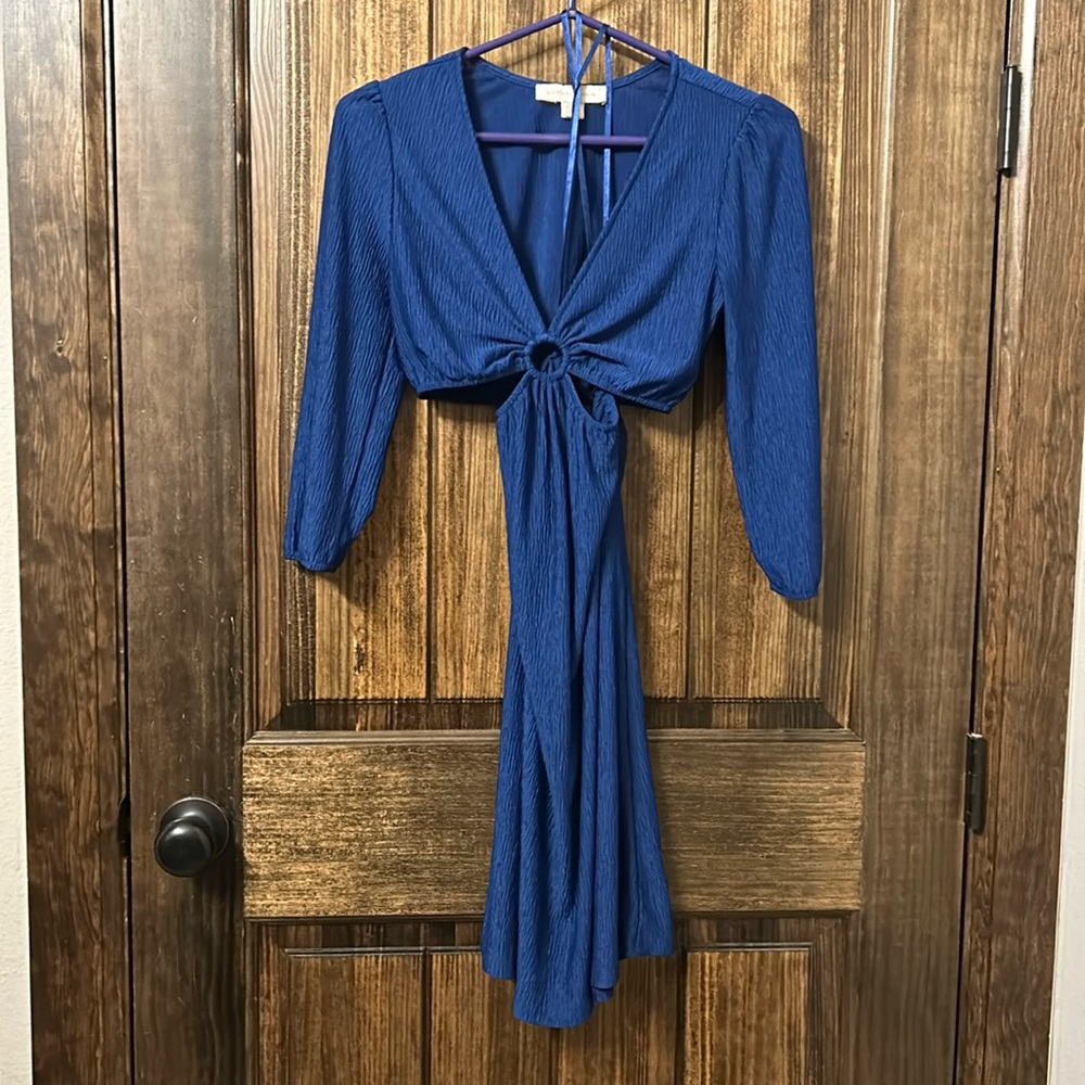 Blue mini dress with cutouts